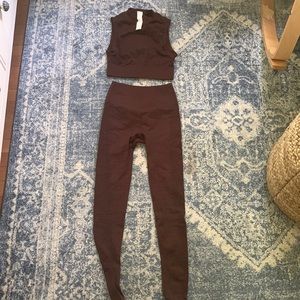 Fabletics Brown Snakeskin Print Set XS
